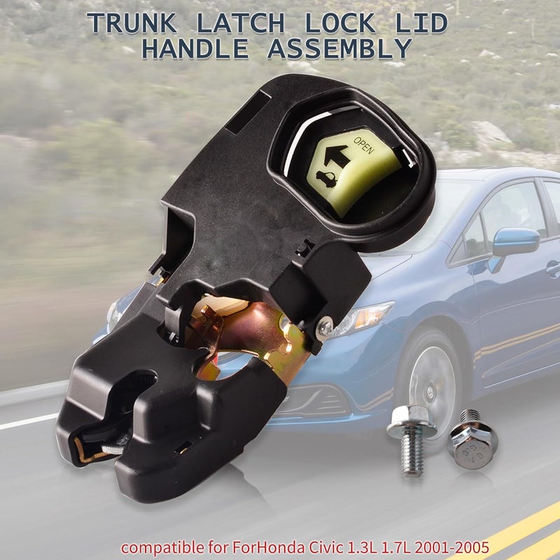 GrteRokky مجموعة قفل مقبض غطاء صندوق السيارة متوافقة مع هوندا سيفيك 2001-2005 1.3L 1.7L قفل غطاء صندوق السيارة 74851-S5A-A02 74851-S5A-A01 - Image 4